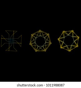 Holiday patterns of stars of snowflakes and flowers for gifts geometric pentagram