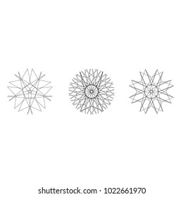 Holiday patterns of stars of snowflakes and flowers for gifts geometric pentagram