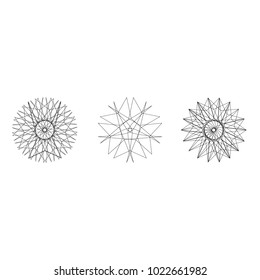 Holiday patterns of stars of snowflakes and flowers for gifts geometric pentagram