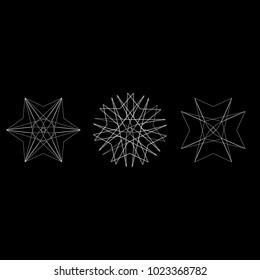 Holiday patterns of stars of snowflakes and flowers for gifts geometric pentagram