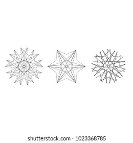 Holiday patterns of stars of snowflakes and flowers for gifts geometric pentagram