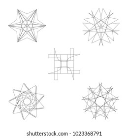 Holiday patterns of stars of snowflakes and flowers for gifts geometric pentagram