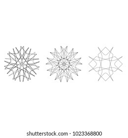Holiday patterns of stars of snowflakes and flowers for gifts geometric pentagram