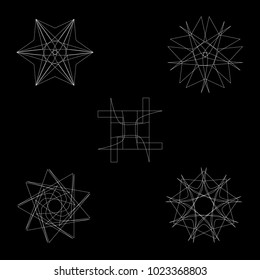 Holiday patterns of stars of snowflakes and flowers for gifts geometric pentagram