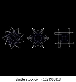Holiday patterns of stars of snowflakes and flowers for gifts geometric pentagram