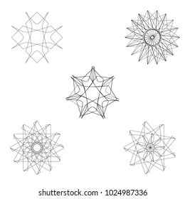 Holiday patterns of stars of snowflakes and flowers for gifts geometric pentagram