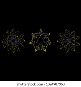 Holiday patterns of stars of snowflakes and flowers for gifts geometric pentagram