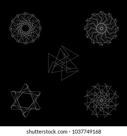 Holiday patterns of stars of snowflakes and flowers for gifts geometric pentagram