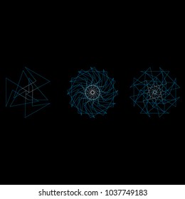 Holiday patterns of stars of snowflakes and flowers for gifts geometric pentagram