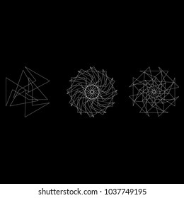 Holiday patterns of stars of snowflakes and flowers for gifts geometric pentagram