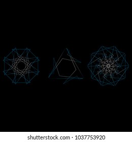 Holiday patterns of stars of snowflakes and flowers for gifts geometric pentagram