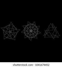 Holiday patterns of stars of snowflakes and flowers for gifts geometric pentagram