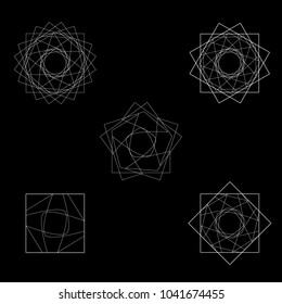 Holiday patterns of stars of snowflakes and flowers for gifts geometric pentagram