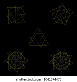 Holiday patterns of stars of snowflakes and flowers for gifts geometric pentagram