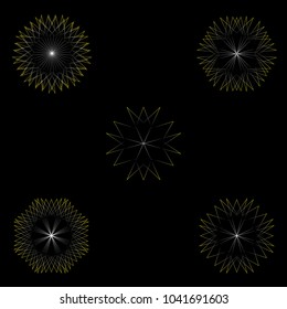 Holiday patterns of stars of snowflakes and flowers for gifts geometric pentagram