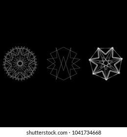 Holiday patterns of stars of snowflakes and flowers for gifts geometric pentagram