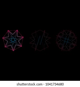 Holiday patterns of stars of snowflakes and flowers for gifts geometric pentagram