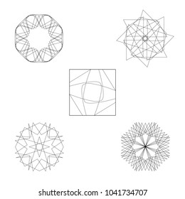 Holiday patterns of stars of snowflakes and flowers for gifts geometric pentagram