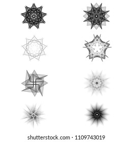 Holiday patterns of stars of snowflakes and flowers for gifts geometric pentagram