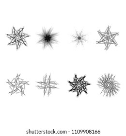 Holiday patterns of stars of snowflakes and flowers for gifts geometric pentagram