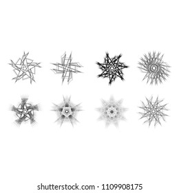 Holiday patterns of stars of snowflakes and flowers for gifts geometric pentagram