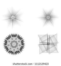 Holiday patterns of stars of snowflakes and flowers for gifts geometric pentagram