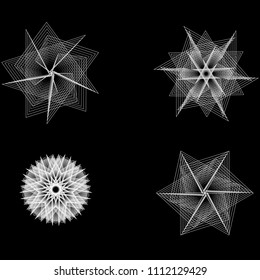 Holiday patterns of stars of snowflakes and flowers for gifts geometric pentagram