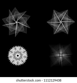 Holiday patterns of stars of snowflakes and flowers for gifts geometric pentagram