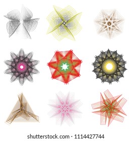 Holiday patterns of stars of snowflakes and flowers for gifts geometric pentagram