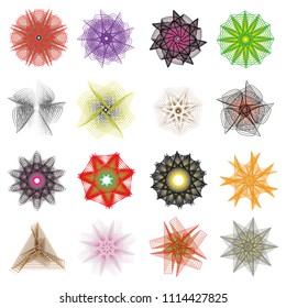 Holiday patterns of stars of snowflakes and flowers for gifts geometric pentagram