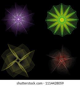 Holiday patterns of stars of snowflakes and flowers for gifts geometric pentagram