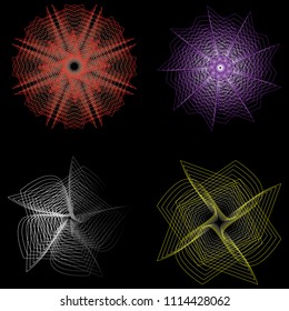 Holiday patterns of stars of snowflakes and flowers for gifts geometric pentagram