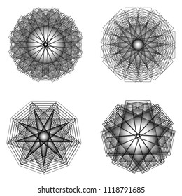 Holiday patterns of stars of snowflakes and flowers for gifts geometric pentagram