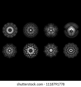 Holiday patterns of stars of snowflakes and flowers for gifts geometric pentagram