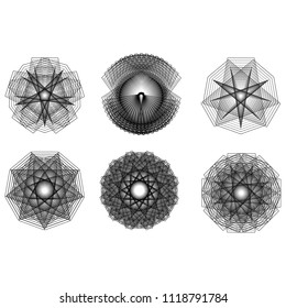 Holiday patterns of stars of snowflakes and flowers for gifts geometric pentagram