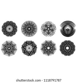 Holiday patterns of stars of snowflakes and flowers for gifts geometric pentagram