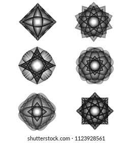 Holiday patterns of stars of snowflakes and flowers for gifts geometric pentagram