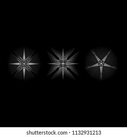 Holiday patterns of stars of snowflakes and flowers for gifts geometric pentagram