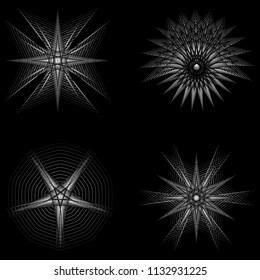 Holiday patterns of stars of snowflakes and flowers for gifts geometric pentagram