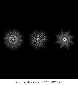 Holiday patterns of stars of snowflakes and flowers for gifts geometric pentagram