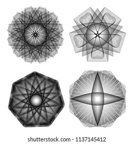 Holiday patterns of stars of snowflakes and flowers for gifts geometric pentagram