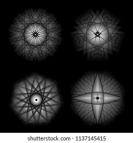 Holiday patterns of stars of snowflakes and flowers for gifts geometric pentagram