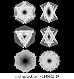 Holiday patterns of stars of snowflakes and flowers for gifts geometric pentagram