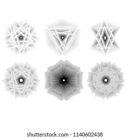 Holiday patterns of stars of snowflakes and flowers for gifts geometric pentagram