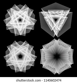 Holiday patterns of stars of snowflakes and flowers for gifts geometric pentagram