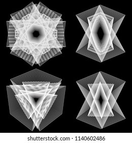 Holiday patterns of stars of snowflakes and flowers for gifts geometric pentagram