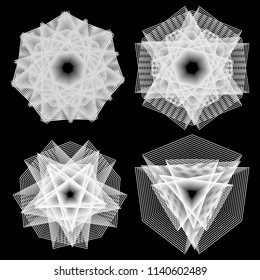 Holiday patterns of stars of snowflakes and flowers for gifts geometric pentagram