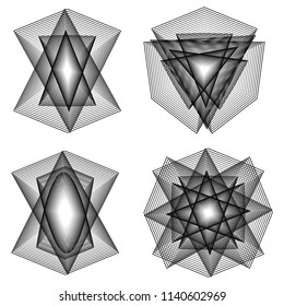 Holiday patterns of stars of snowflakes and flowers for gifts geometric pentagram