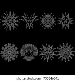 Holiday patterns of stars of snowflakes and flowers for gifts geometric pentagram
