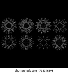 Holiday patterns of stars of snowflakes and flowers for gifts geometric pentagram